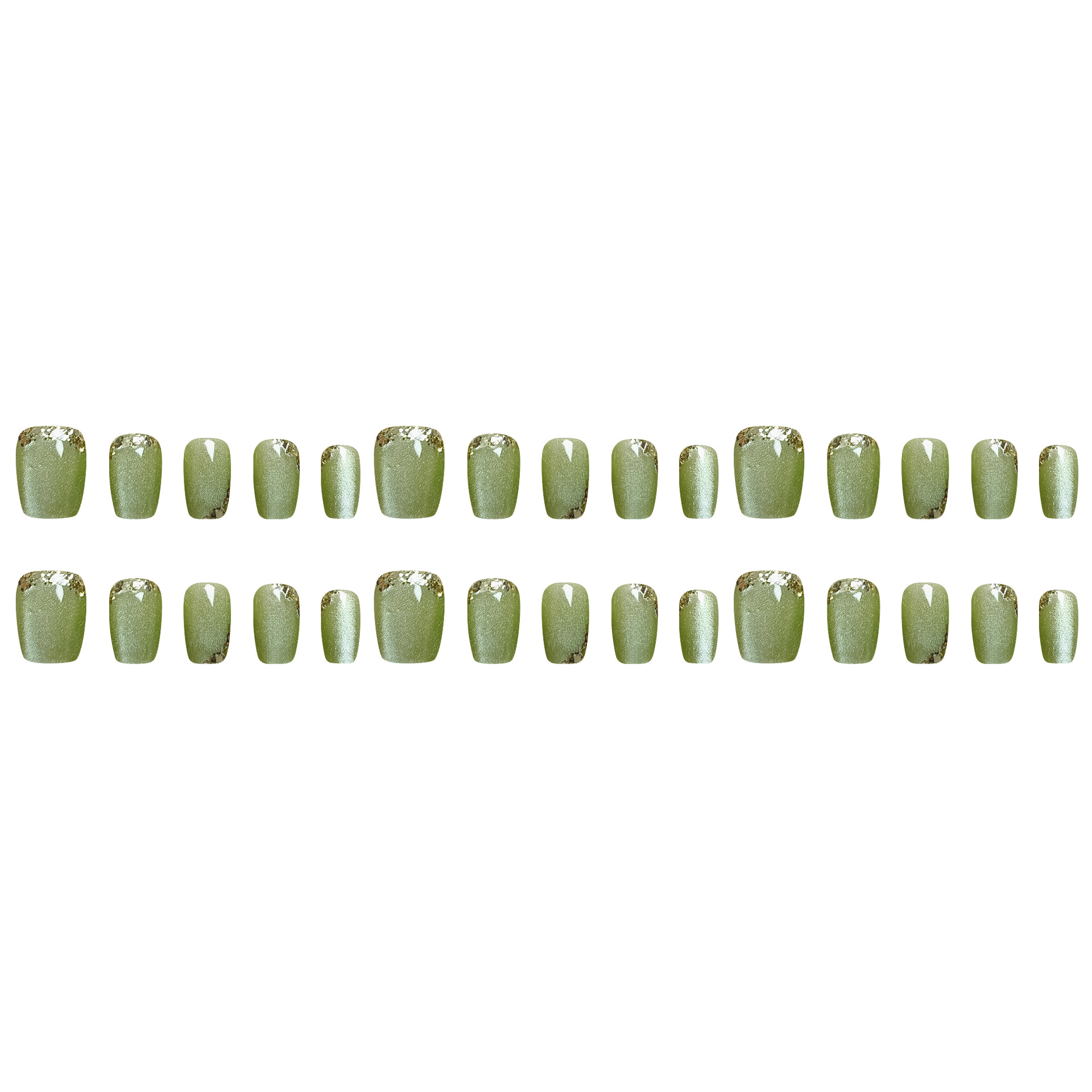 30 piezas de piezas de tiras cortas de arte de uñas, simple parche de uñas con lentejuelas doradas, armadura de vestir de ojo de gato suave hecha a mano