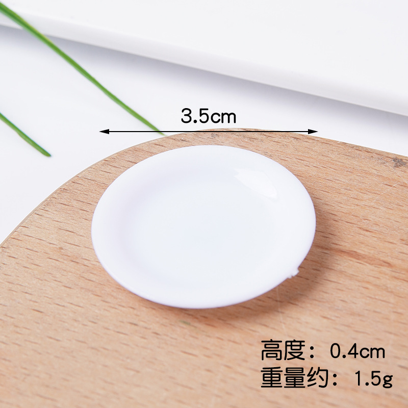Plato pequeño de plástico blanco simulado para comida, mini plato de comida rápida, plato para bricolaje, juguete de comida, contenedor para pegamento en crema, accesorios.