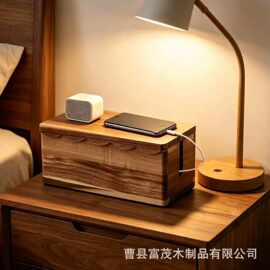跨境木质客厅路由器隐藏收纳盒家居电线插排安全盒花边造型装饰盒