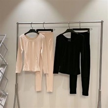 日本面膜发热保暖内衣女士薄面膜发热套装女37度恒温速热秋衣秋裤