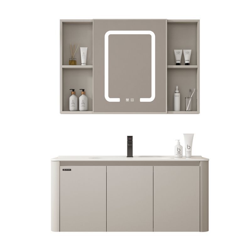 Estilo crema espacio de aluminio baño gabinete hogar lavabo baño integrado de cerámica lavabo gabinete combinación