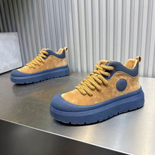 男鞋秋冬款2025新款皮面高帮休闲鞋单里鞋厚底增高男士马丁短靴