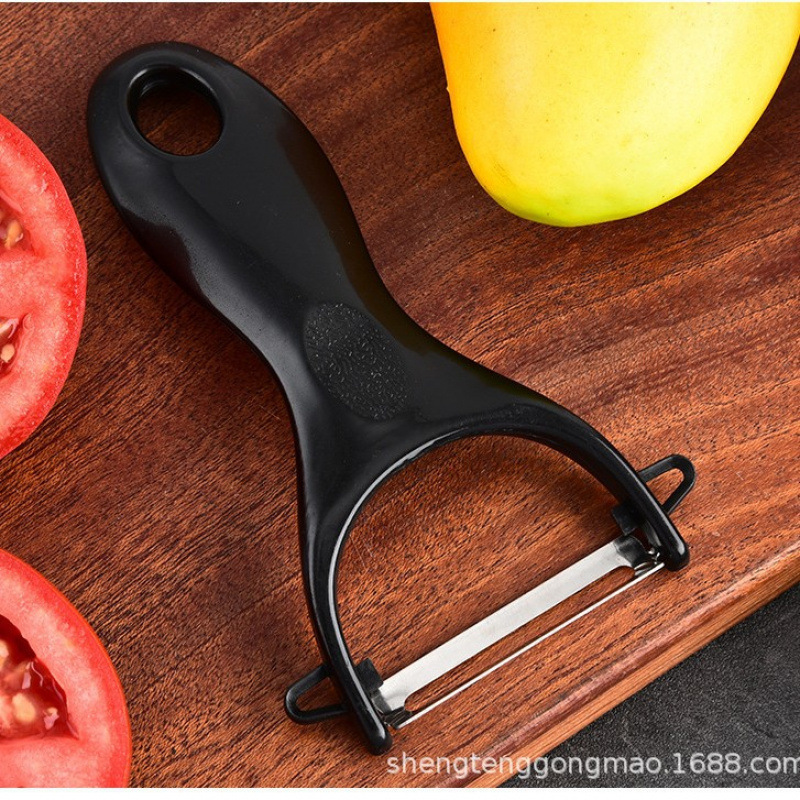 Acero inoxidable transfronterizo doble cabeza galvanizada de mármol mango redondo asiento con melón planado conjunto de utensilios de cocina