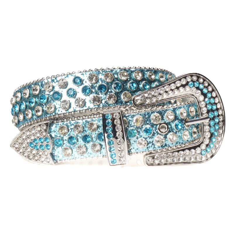 Cinturón de mujer hebilla rhinestone alargado ensanchado con incrustaciones cinturón Pantalones de mujer cinturón en stock estilo europeo y americano punk al por mayor