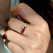 水贝批发18k天然南非钻石新款天然红宝石戒指百搭网红爆款女饰