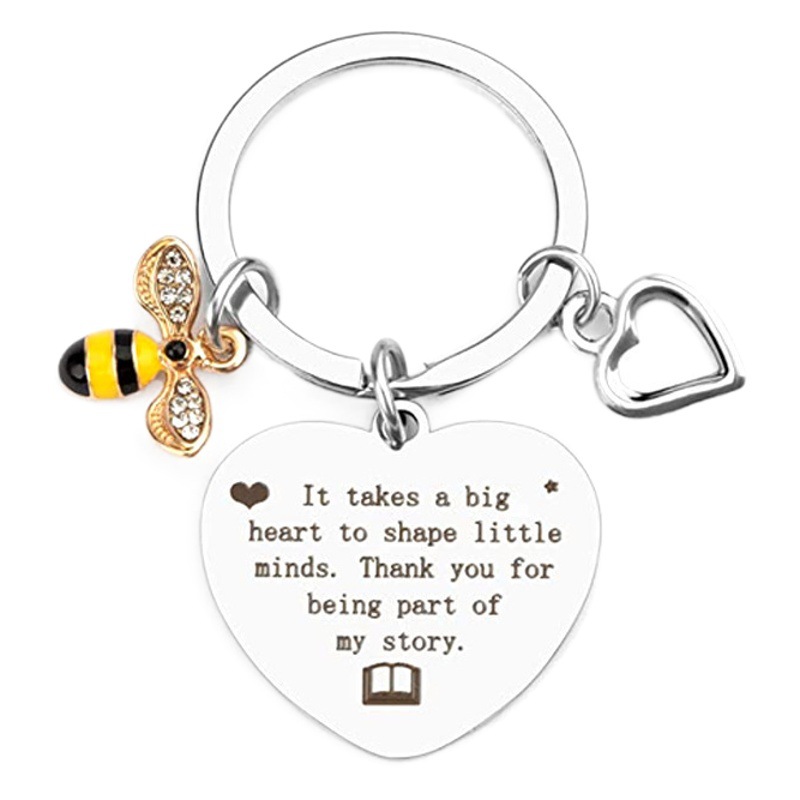 Transfronterizo caliente Bee Love Metal creativo llavero de acero inoxidable Día del Maestro Día de San Valentín regalo de Navidad