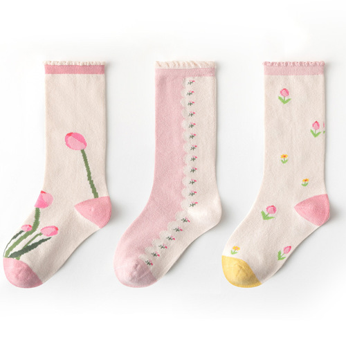  New Autumn and Winter Mid-calf Socks Wholesale Sweet and Cute Girls Socks Autumn Mid-sized Children’s Cotton Socks Baby Socks
