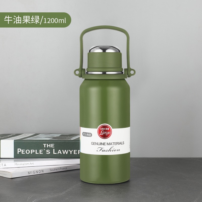 Termo de acero inoxidable 316 para exteriores, botella de agua deportiva de gran capacidad con asa, botella de viaje con doble tapa, aislamiento térmico de gran capacidad