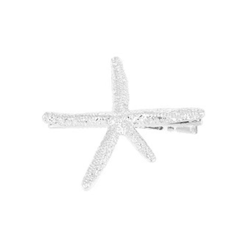 Estrella de mar plateada lateral clip para el cabello chica 2024 nuevo cabello para mujeres cejas rompiendo artefactos de cabello frente clip de boca de pato clip para el cabello