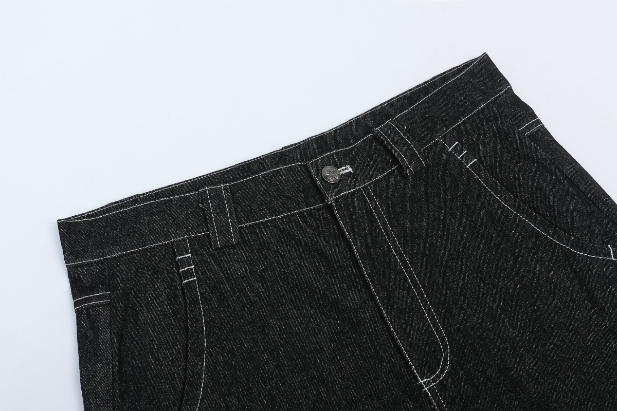 Herr denim shorts chicano stil med blomsterbroderi_voghion.com