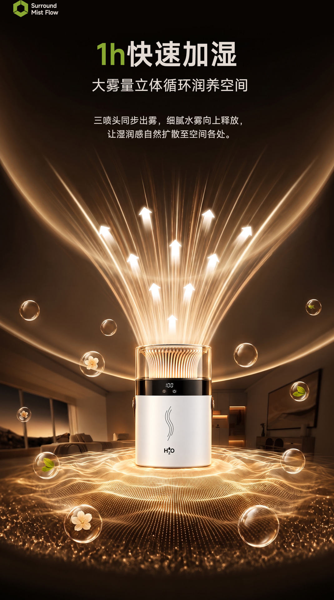 2025 New Humidifier Dual Spray Large Mist Volume Atmosphere Light Home Bedroom Dorm Stable Humidity Aromatherapy USB Humidifier