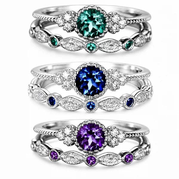 Cross-Border New Style Inlaid Emerald Zircon Ring for Girls European and American Fashion Sapphire Engagement Ring Jewelry Wholesale