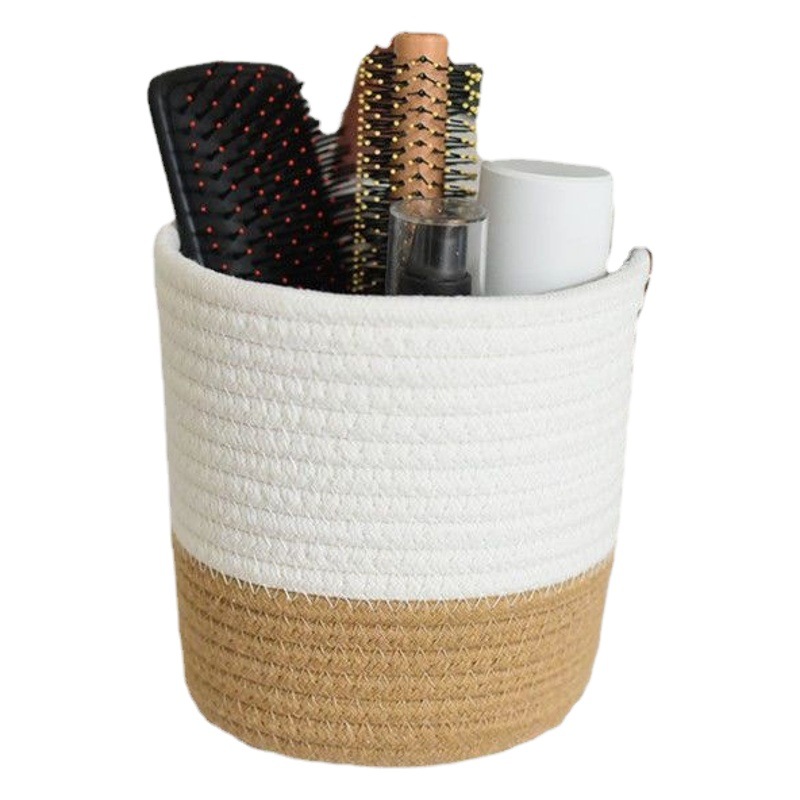 Cesta tejida nórdica hilo de algodón tejido cesta colgante de pared cesta de almacenamiento artículos diversos montados en la pared pequeños cosméticos portátiles cesta creativa