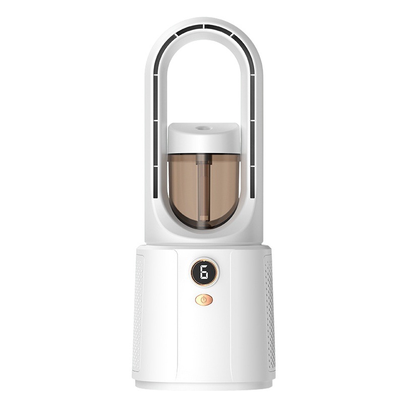 Transfronterizo de cinco hoyos humidificador ventilador de escritorio humidificador de pulverización de carga USB ventilador sin cuchilla portátil mute torre de refrigeración