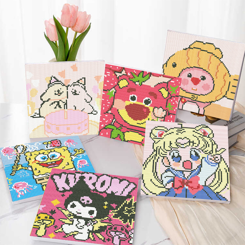 Envío gratis 20 * 20diy pintura de mampostería pintura de diamantes dibujos animados para niños anime pintura decorativa hecha a mano Kuromi con marco