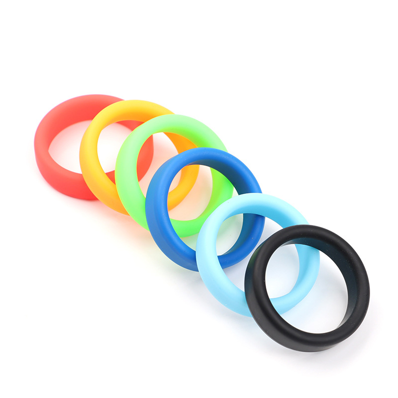 Silicone Locking Ring, Manual Non-Vibrating Penis Ring, Blue Large Fit, Couples Toy — detail image 4