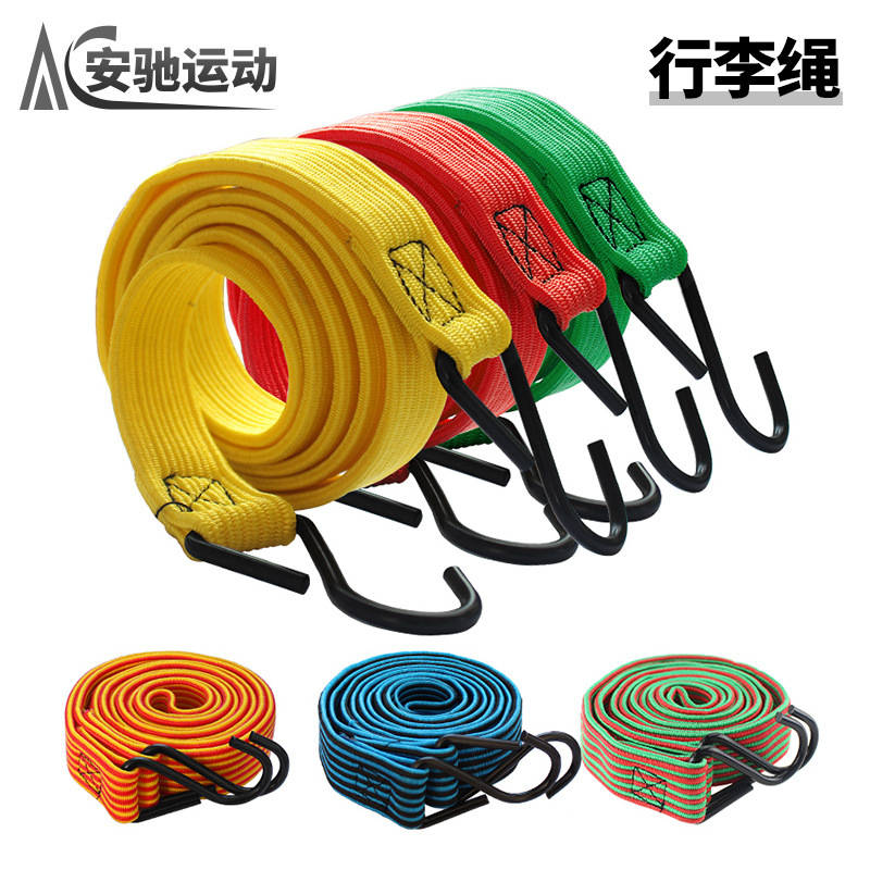 Venta al por mayor cinta adhesiva correa de color gancho ensanchado goma cuerda elástica motocicleta tronco vinculante longitud de la cuerda sistema fijo