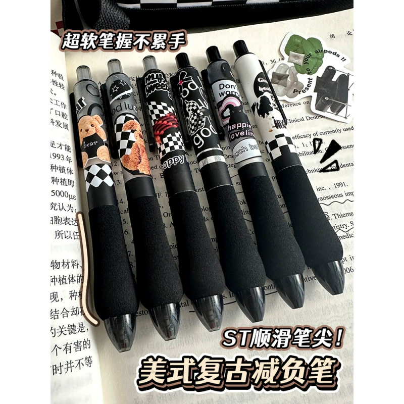 Милая и классная девочка! Высококачественная полная выдвижная гелевая ручка в американском стиле для экзаменов, быстросохнущая мягкая ручка в европейском стиле для снижения нагрузки.