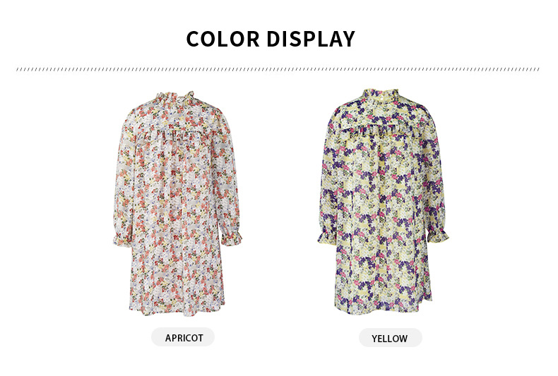 High Collar Floral Chiffon Dress NSDY100672