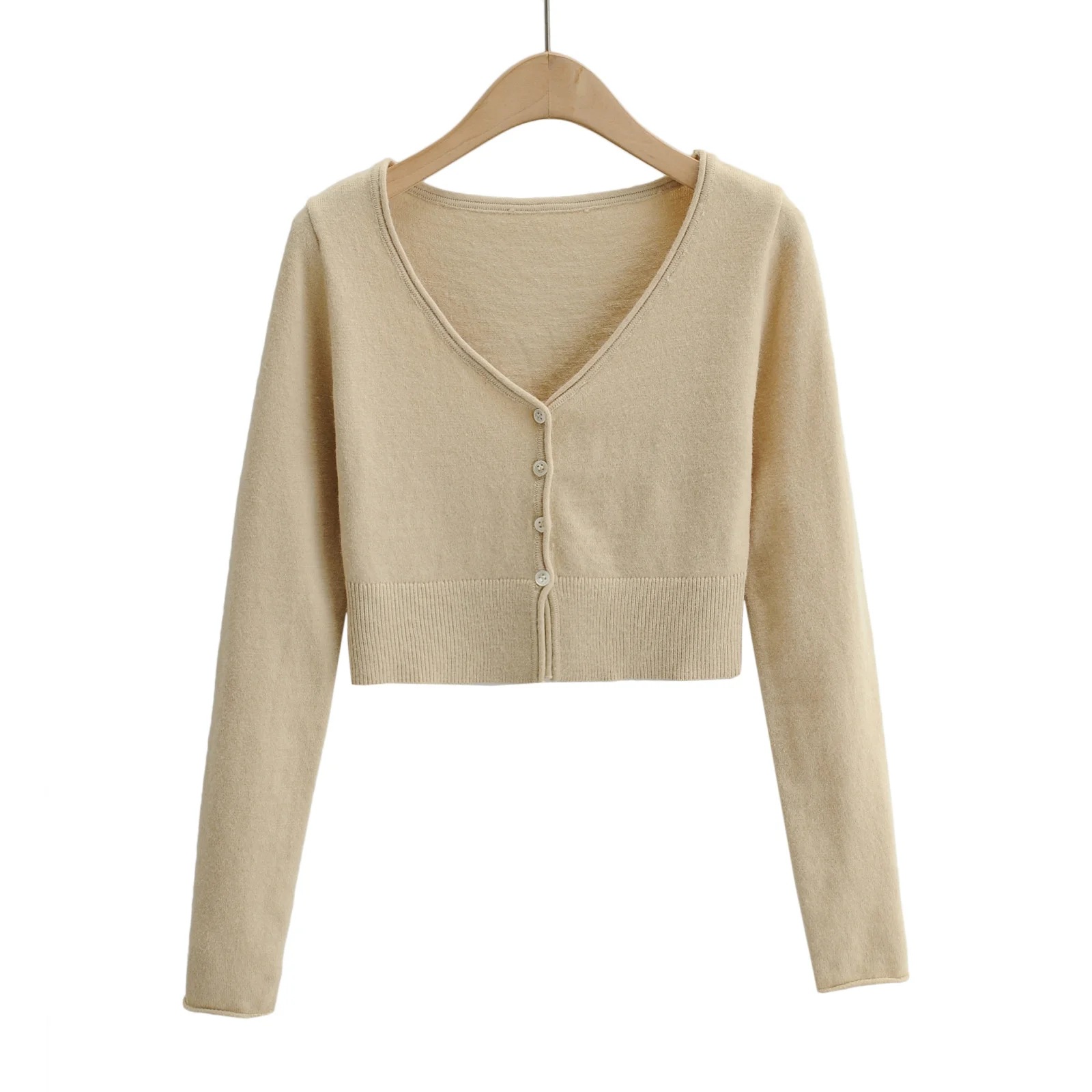 Solid color knitted cardigan NSAC24906