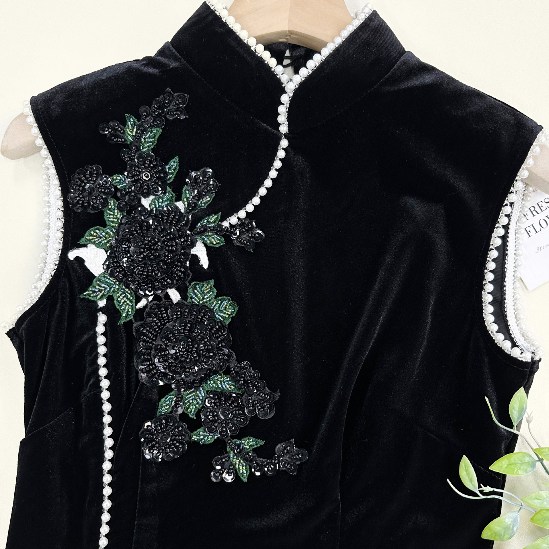 Flores tridimensionales sequinilla bordada pegatinas de tela hechas a mano ropa decoración ropa bolsos cheongsam nuevos accesorios negros chinos image 11