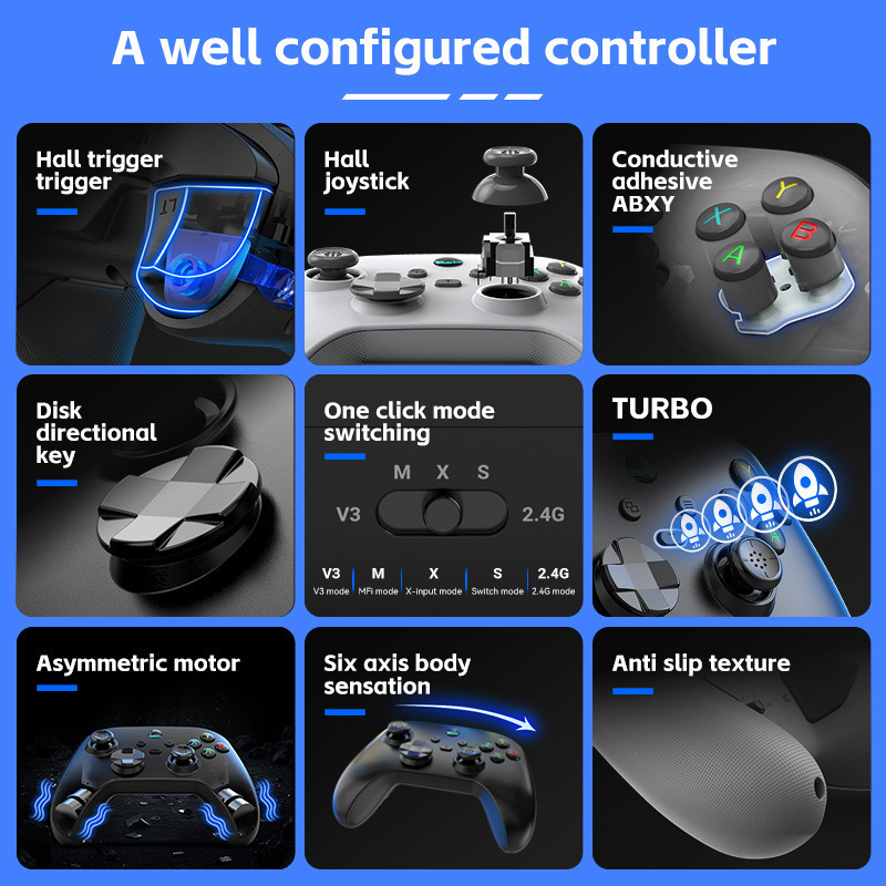 G6 コストパフォーマンススイッチゲームパッド Bluetooth デュアルホールジョイスティックリニア振動体性感覚 Android iOS コンピュータ|undefined