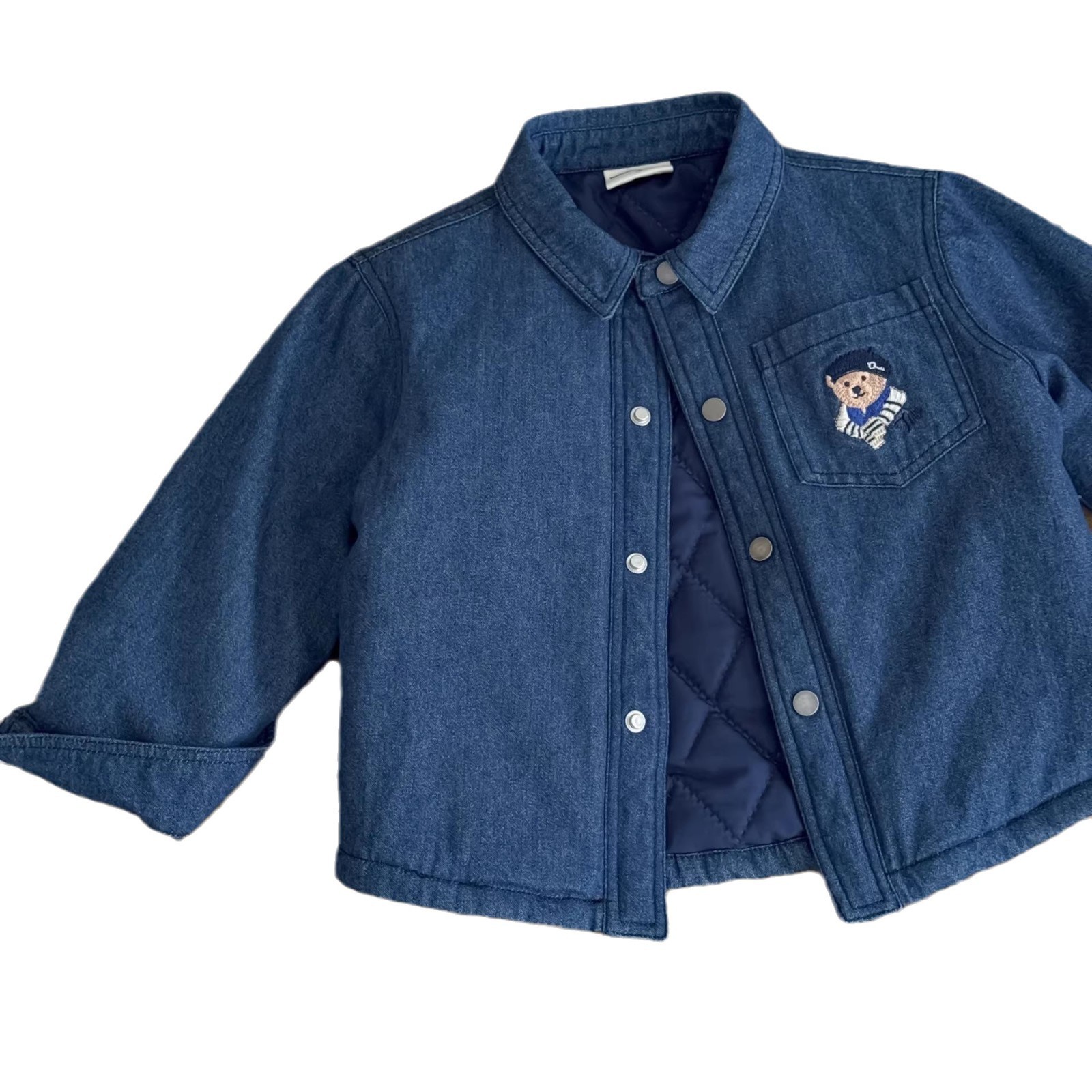 Camisas infantiles de invierno 2025, nuevos productos para niños y niñas, camisas de manga larga para niños coreanos, camisas de vaqueros para niños, algodón intercalado