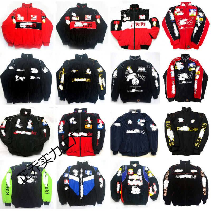 F1 Racing Suit Winter Cotton Clothing Cycling Suit American Jacket Men's Baseball Suit Women's Motorcycle Jacket Windproof Retro