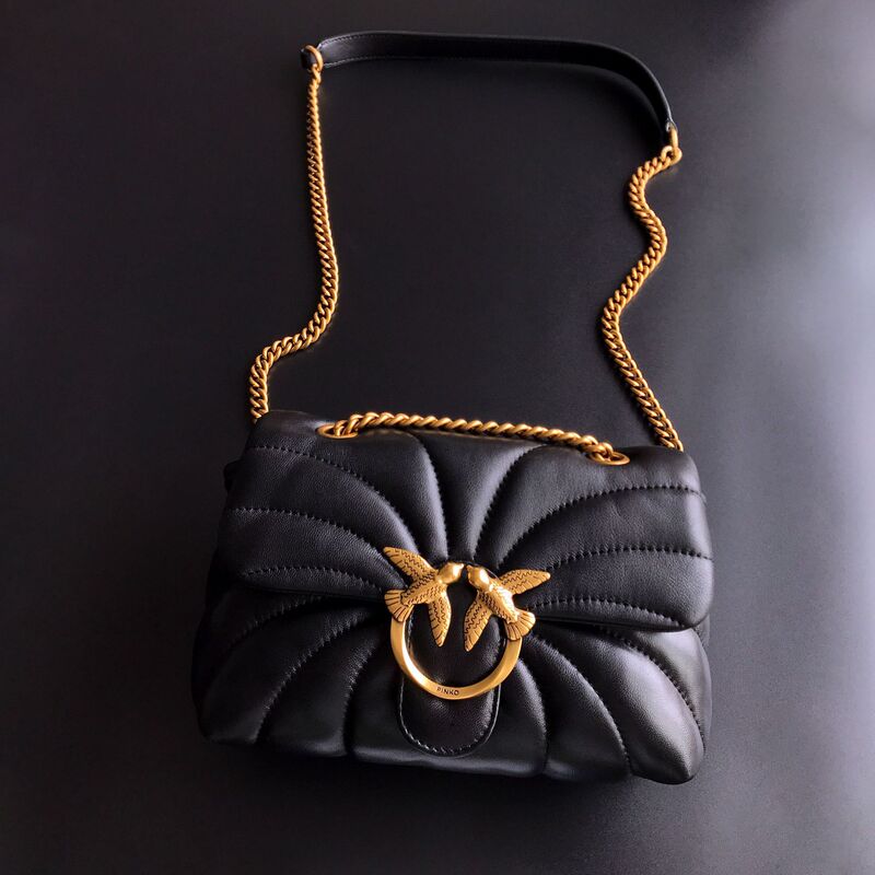 New Pinko Same Style Genuine Leather Puff Swallow Bag Dionysus Chain Diagonal Flying Bird Double Swallow Women's Bag New Pinko Same Style Genuine Leather Puff Swallow Bag Dionysus Chain Diagonal Flying Bird Double Swallow Women's Bag