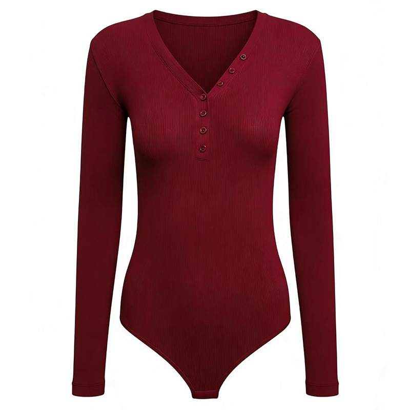 Burgundy long sleeve jumpsuit / S