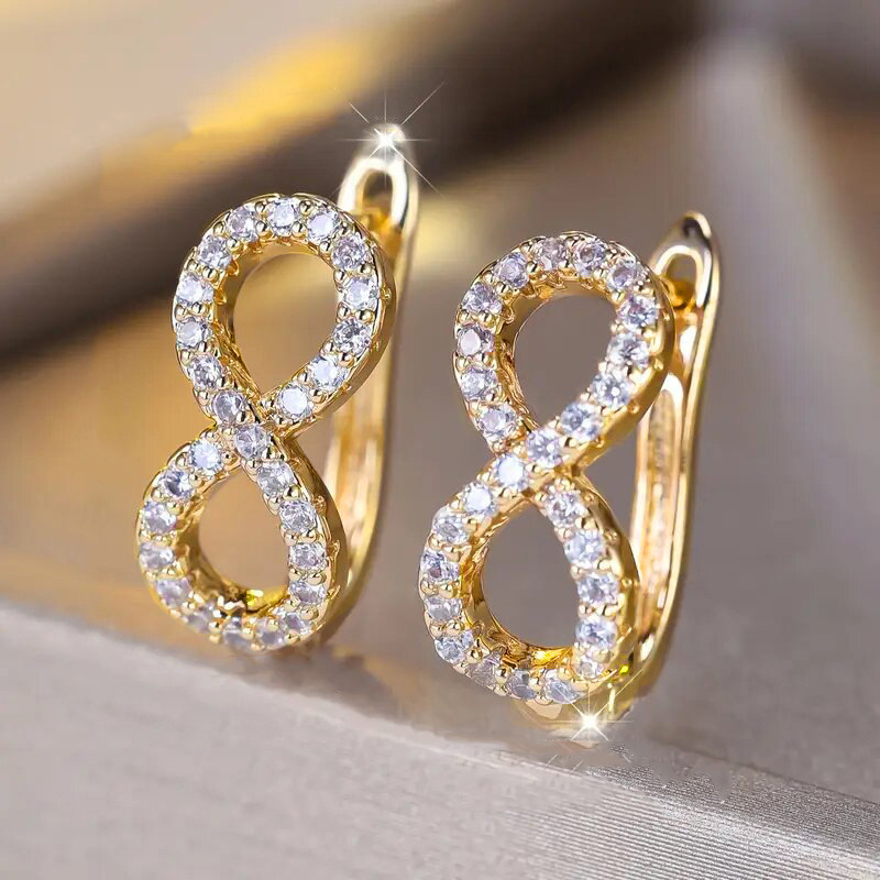 Fashionable unlimited geometric elegant earrings with zircon