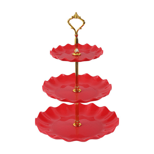 Light Luxury Snack Platter, Three-Tier Fruit Tray, Nordic-Style Snack Plate, Plastic Fruit Bowl, Dried Fruit Dish for Hotels and Living Rooms