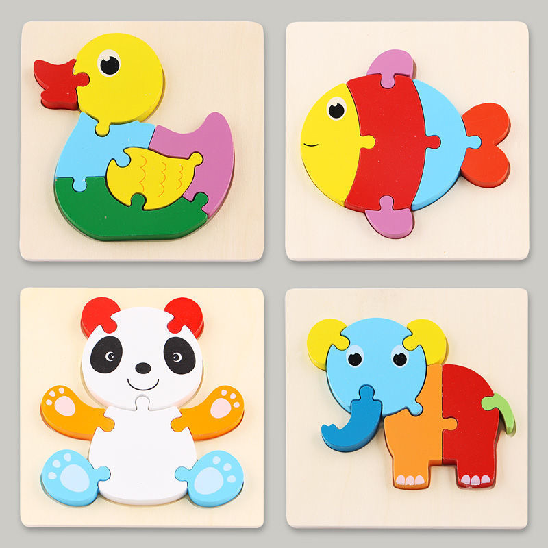 Rompecabezas para niños desarrollo de inteligencia educación temprana 3D de madera tridimensional bebé 1-2 años medio niños y niñas 6 juguetes educativos