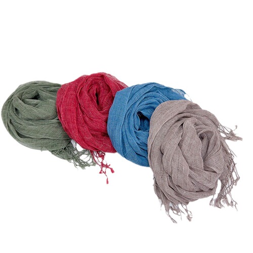 Spring and summer new product solid color linen scarf hemp gray effect couple scarf literary tassel shawl solid color high-end silk scarf