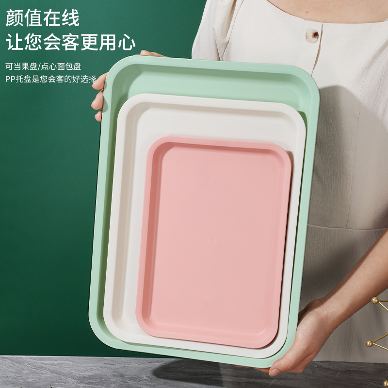 Bandeja rectangular de plástico para servir, para cocina, comedor, sala de estar, barbacoa al aire libre, té, frutas, con diseño de imitación de madera.