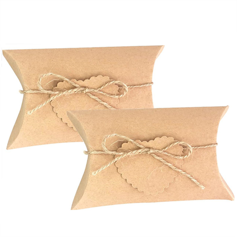 50个牛皮枕套糖果礼盒棕色礼盒巧克力面包店生日毕业婚礼心形空白