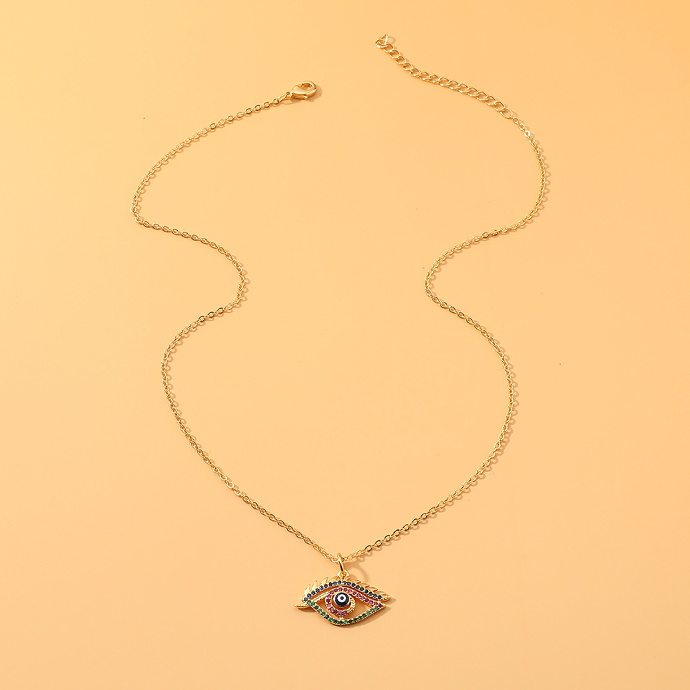 Fashion Devilu0027S Eye Copper Plating Chain Zircon Pendant Necklace 1 Piece