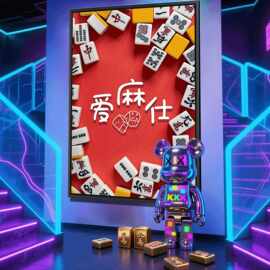 网红麻将馆氛围灯布置挂画潮流棋牌室娱乐会所包间背景发字装饰画