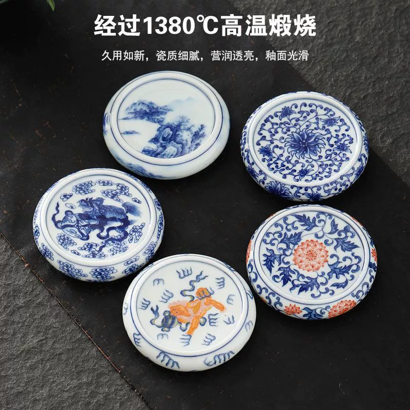 Сине-белая круглая керамическая подставка-крышка для чайника, аксессуары для чайного сервиза, легкий люкс, ретро