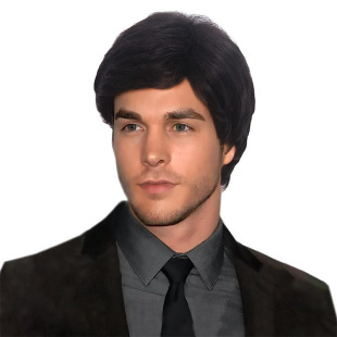 Cross-border direct supply wig men's handsome short straight hair broken hair neat bangs wigs chemical fiber mechanism whole head cover