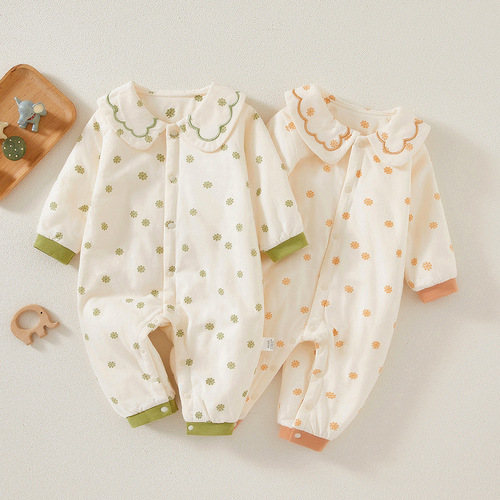Baby autumn clothing thin quilted romper baby clothes newborn jumpsuit baby baby autumn and winter clothes