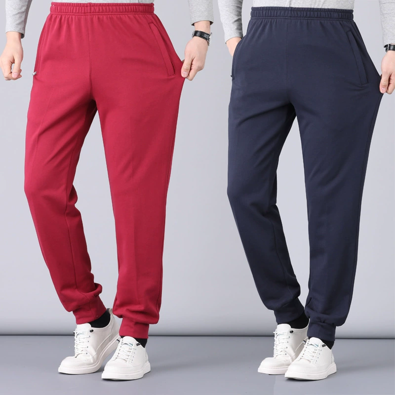 Весенние и осенние толстые спортивные штаны для мужчин молодого и среднего возраста, хлопковые спортивные брюки для маленьких ног, спортивные штаны больших размеров, свободный крой