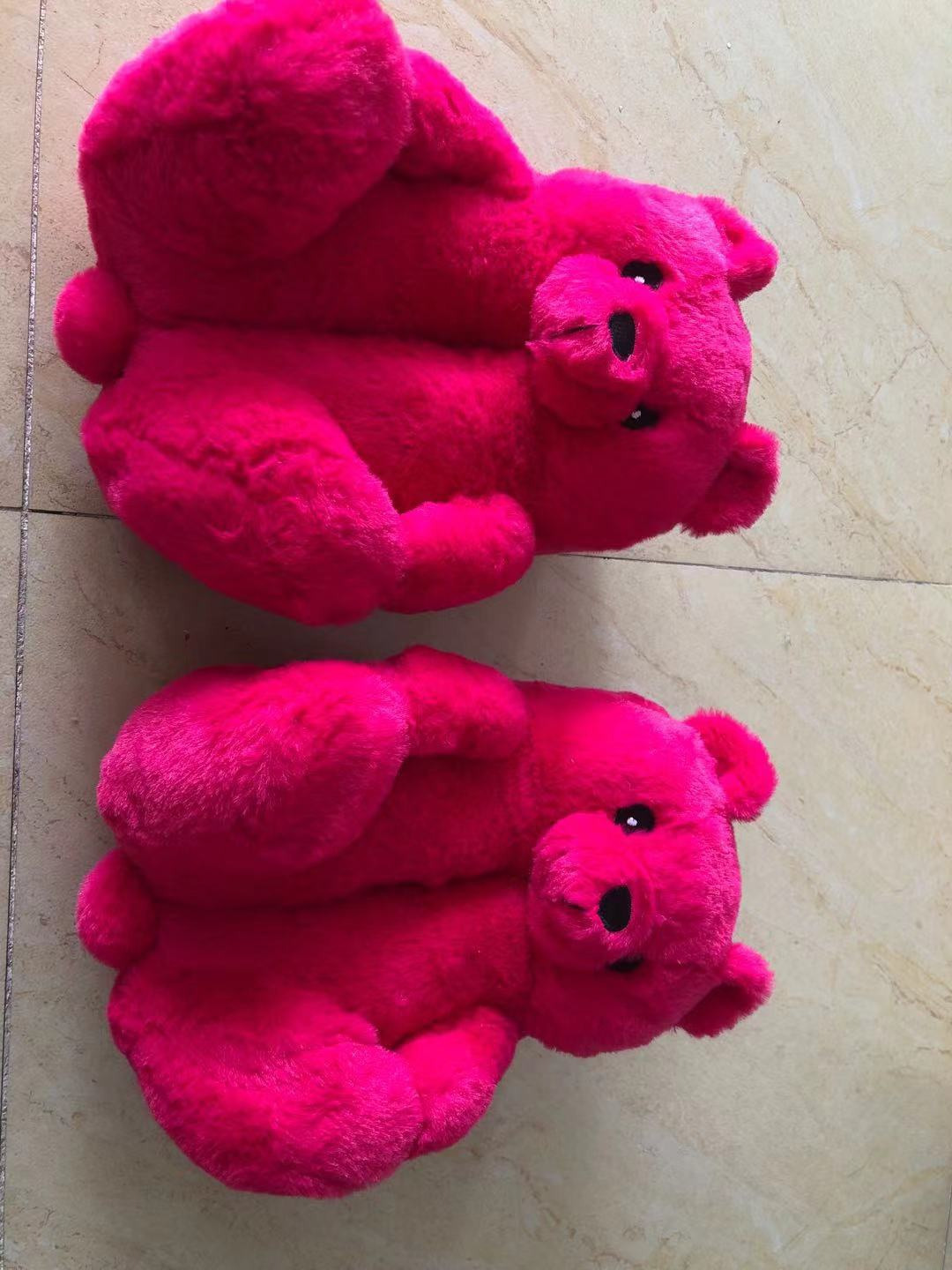 En stock oso de peluche zapatillas piso hogar felpa engrosada algodón zapatos calientes fábrica
