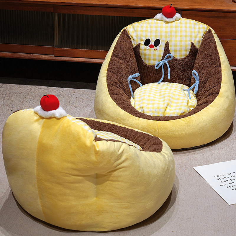 Círculos animados grandes ojos pudín futon cojín dormitorio pequeño sofá en el suelo grueso tatami silla de asiento cojín de piernas