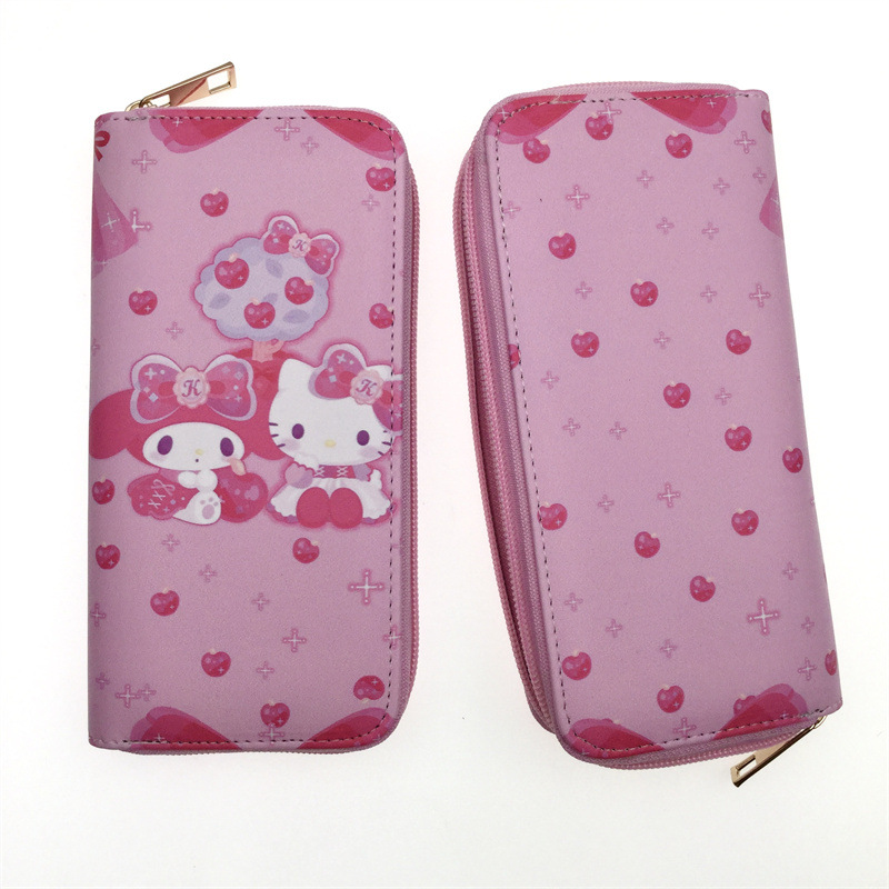 Cartera de dibujos animados lindo princesa KT gato cremallera gran capacidad estudiante chica monedero embrague titular la tarjeta