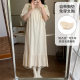 Summer Palace Mid-length Nightgown with Chest Pad Retro Pajamas Women's Thin Short-sleeved plus size Pregnant Women's Home Clothes