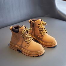 厂家儿童马丁靴侧拉链中大童休闲靴时尚真皮防滑二棉儿童靴子