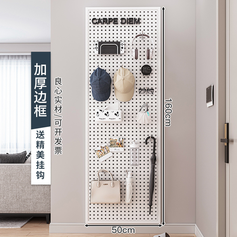 Tablero de agujero redondo, estante de estante de pared, almacenamiento de pantalla de acero inoxidable, herramientas de hardware, pared de tablero colgante universal