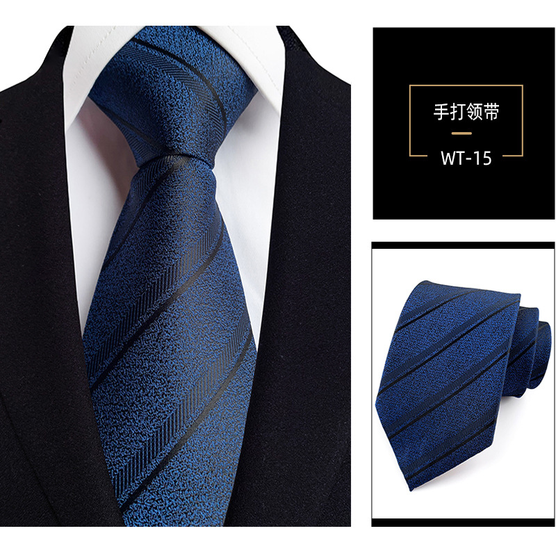 8cm mano corbata de poliéster de los hombres teñidos de hilo de rayas de desgaste formal profesional traje de negocios accesorios de fábrica en stock al por mayor