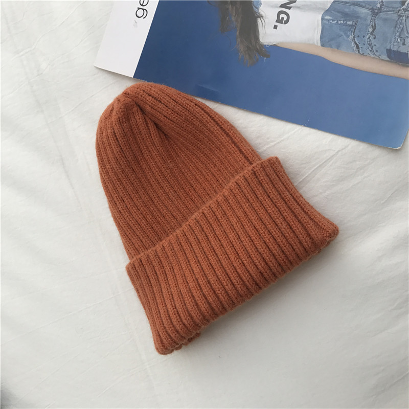 Unisex Vintage enfärgad stickad mössa höst-vinter varmt allt casual Instagram tröja mössa för kvinnligt par stickad linje hatt trend_voghion.com